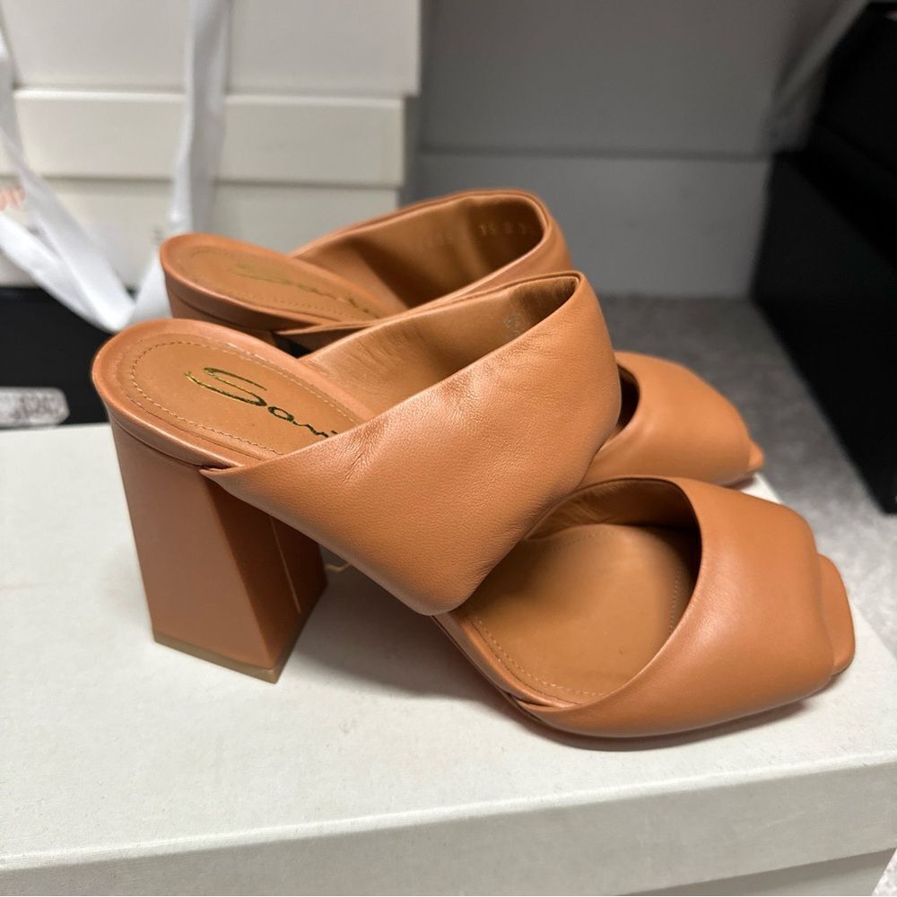 $790 Santoni Women's Brown Cactus Leather Slide Sandal Shoes Size EU 35 US 5 NIB